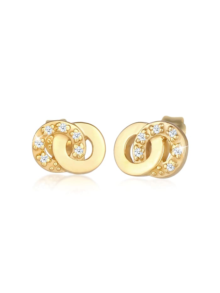 DIAMONDS Ohrringe Stecker Infinity Diamanten (0.06 Ct) 375 Gelbgold, Gold