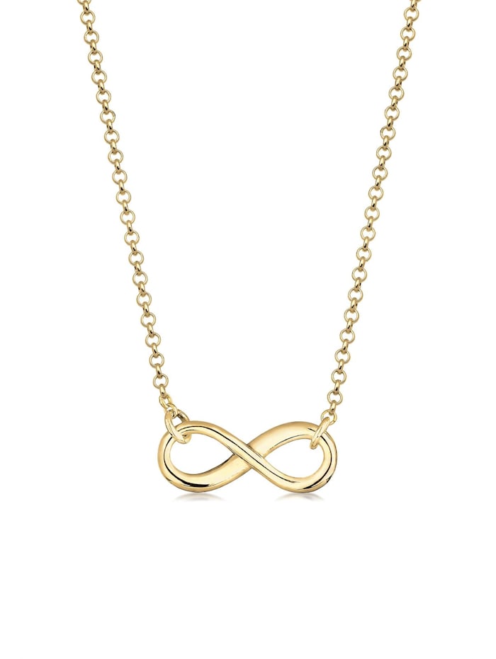 Elli Premium Halskette Infinity Unendlichkeit Symbol 375 Gelbgold, Gold