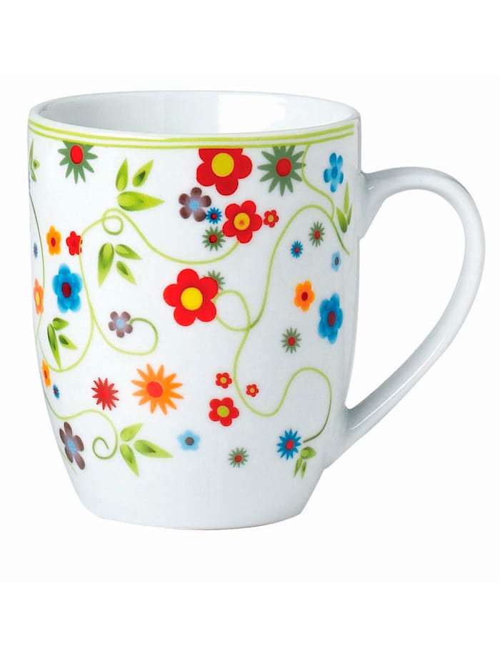 Van Well 6er-Set Kaffeebecher 'Vario Flower', Multicolor