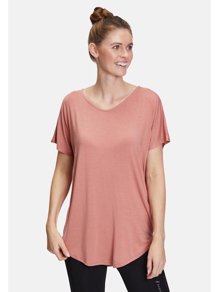 Betty Barclay Oversize-Shirt mit V-Ausschnitt, Apricot/Grey