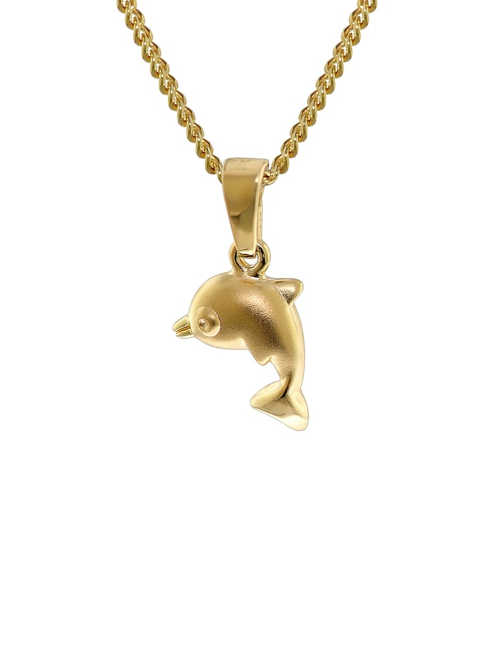 trendor Gold 333 Delfin-Anhänger mit 40 cm goldplattierter Halskette, Goldfarben