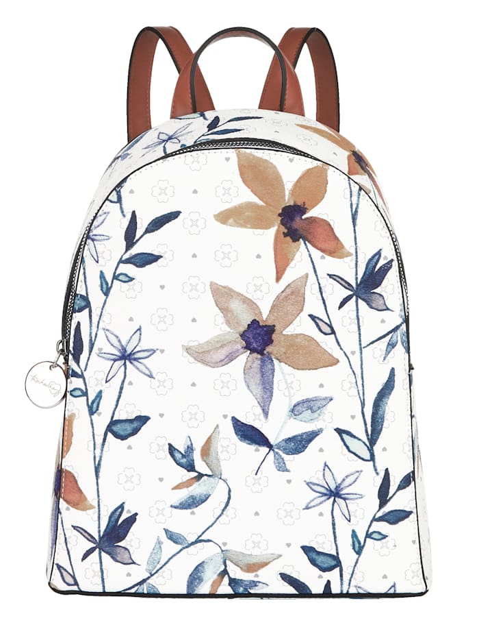 Taschenherz Rucksack mit floralem Druck, Off-white/Multicolor
