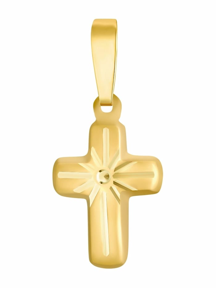 amor Motivanhänger für Damen, 585 Gold | Kreuz, Gold
