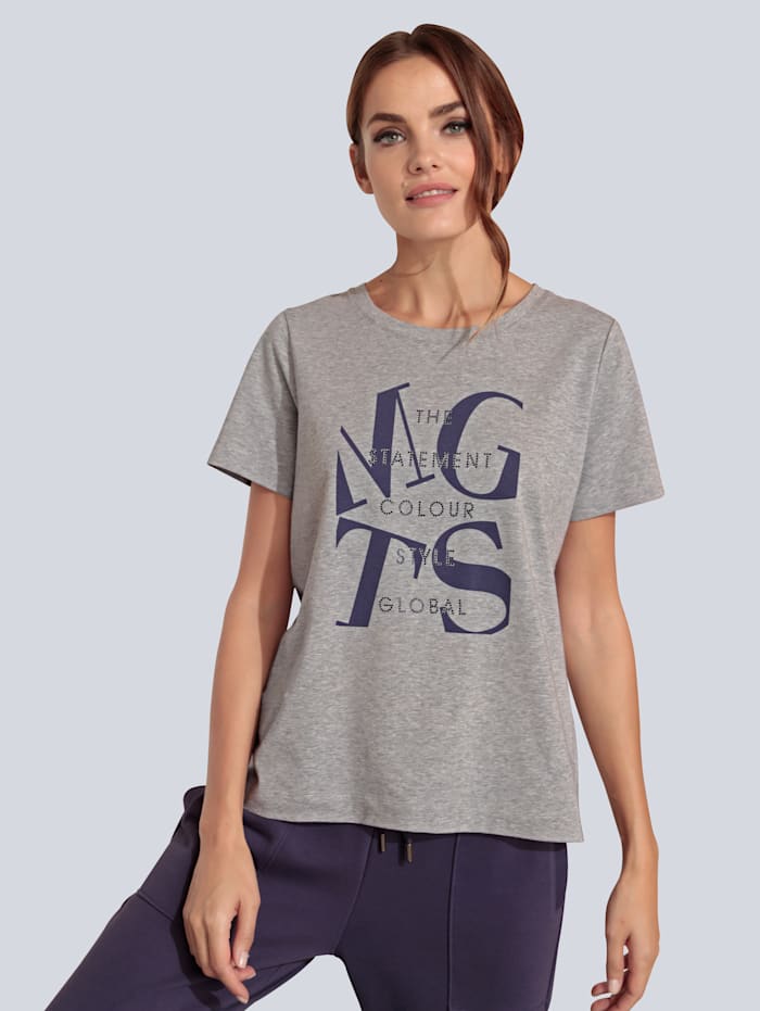 MARGITTES T-Shirt mit Wording-Print, Silbergrau
