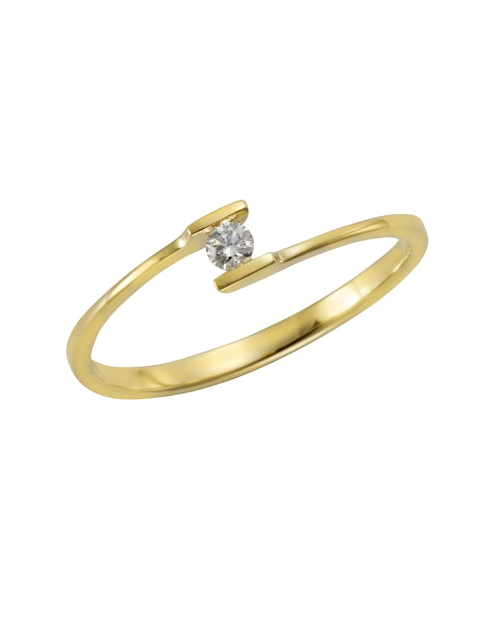 Orolino Ring 585/- Gold Brillant weiß Glänzend 0,06ct., gelb