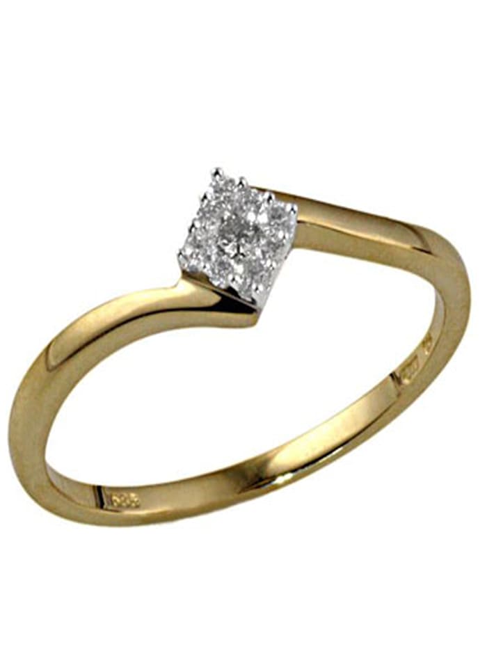Goldmaid Damen- Ring 585/- Bicolor 9 Brillanten 0,13 ct. P1 weiß, goldfarben
