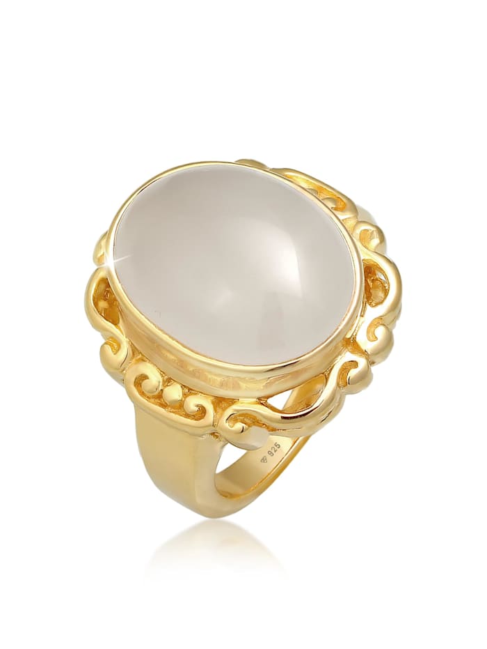 Elli Premium Ring Mondstein Vintage Ornament Klassik 925 Silber, Gold