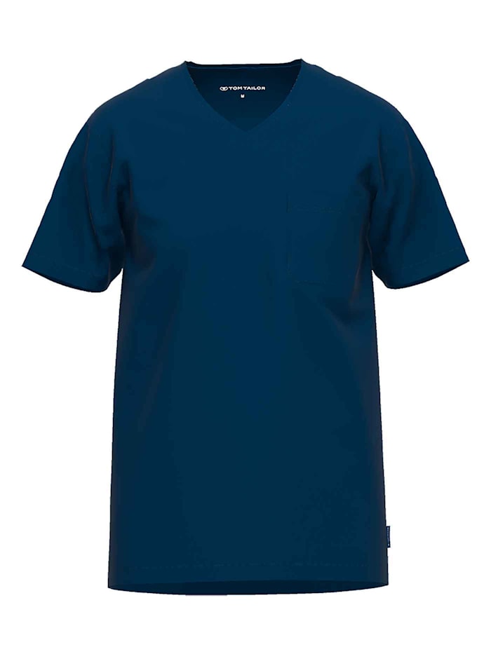 Tom Tailor T-Shirt mit V-Ausschnitt, Blue Dark Solid