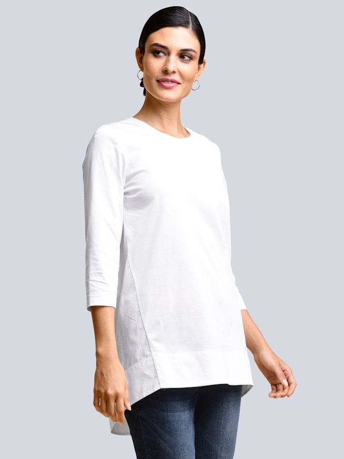 Alba Moda Shirt im Material-Mix mit mercerisierter Baumwolle, Weiß