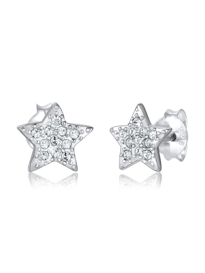 Elli Ohrringe Sterne Astro Trend Kristalle 925 Silber, Silber