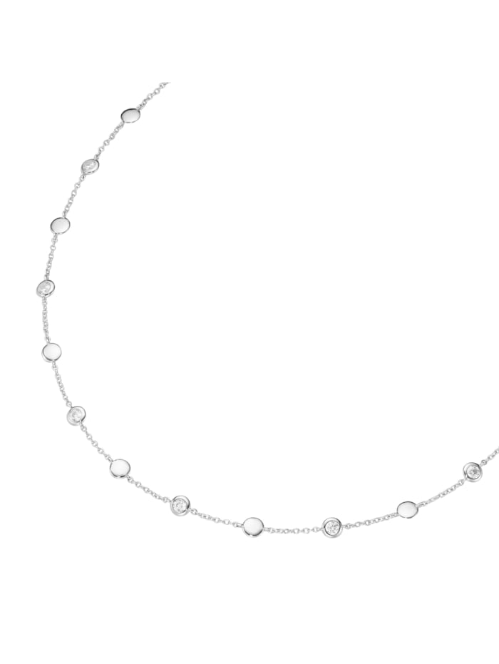 Giorgio Martello Collier mit Zwischenteilen in glänzend und weiße Zirkonia, Silber 925, Weiss