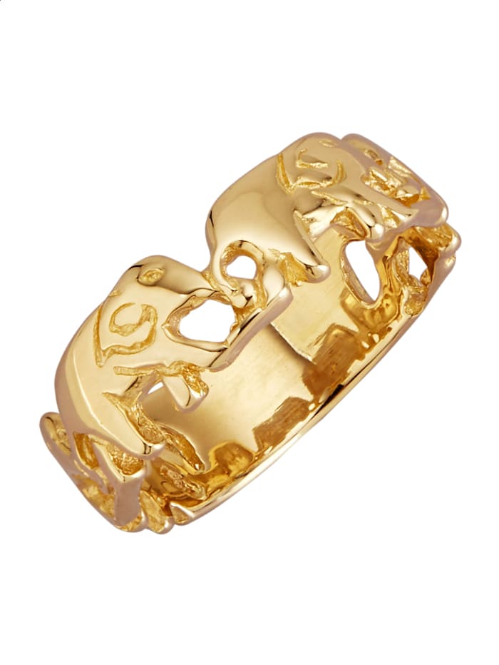 Diemer Gold Ring Olifant met olifantenmotief, Geelgoudkleur