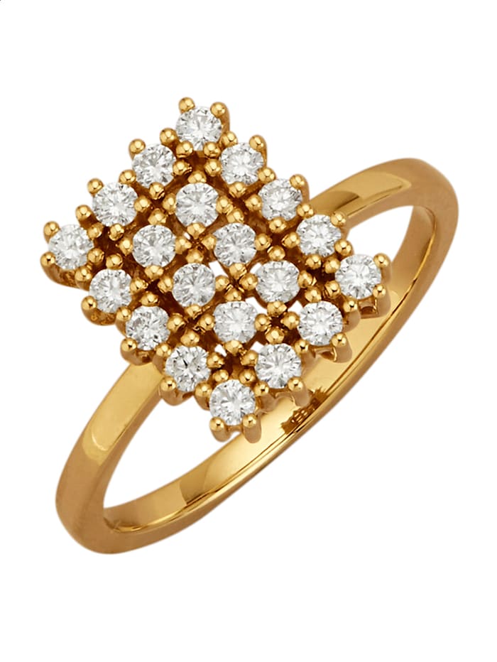 Diemer Diamant Bague en or jaune 585, avec brillants, Or jaune