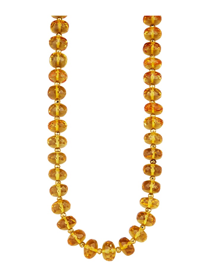 Diemer Farbstein Halskette aus Bernstein in Gelbgold 585, Gelb