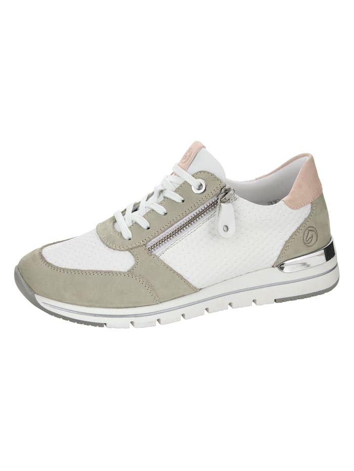 Remonte Sneakers d'aspect tressé, Vert sauge/Blanc/Rose