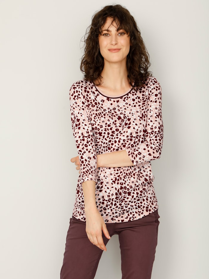 Paola Shirt met print rondom, Lichtroze/Berry