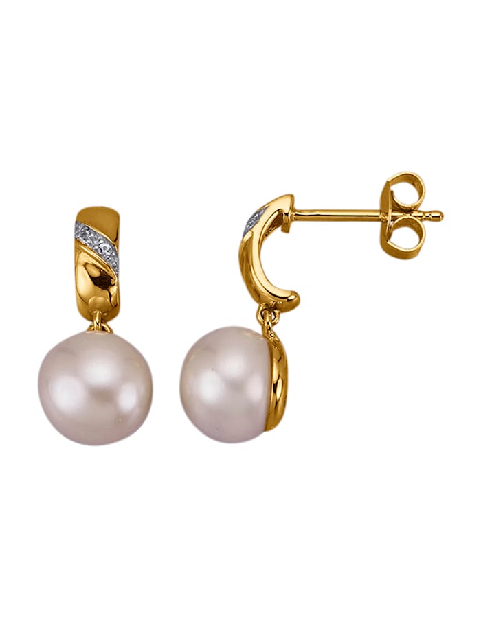 Amara Perles Boucles d'oreilles à perles de culture d'eau douce et topazes blanches, Blanc