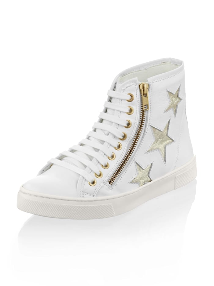 Alba Moda Sneaker mit seitlichen Details, Weiß/Goldfarben