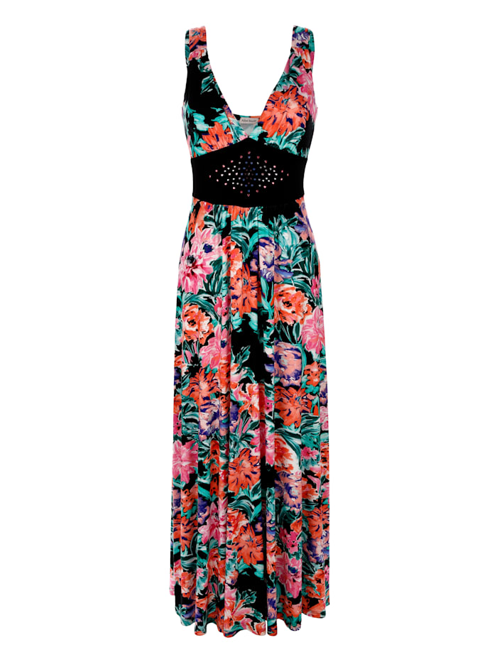 Alba Moda Maxi-jurk met aantrekkelijk bloemendessin, Zwart