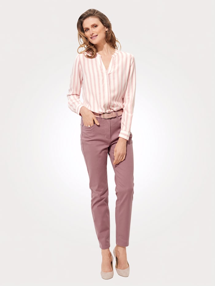 MONA Pantalon avec ceinture partiellement extensible en grandes tailles, Vieux rose