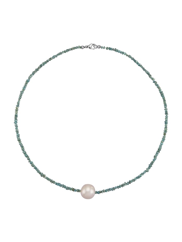 Diemer Perle Halsband med rådiamanter och odlad sötvattenspärla, Grön