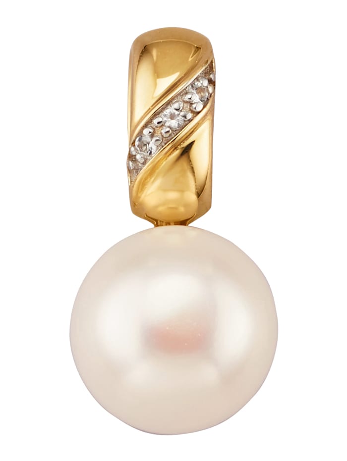 Amara Perles Pendentif avec 1 perle bouton de culture d'eau douce, Blanc
