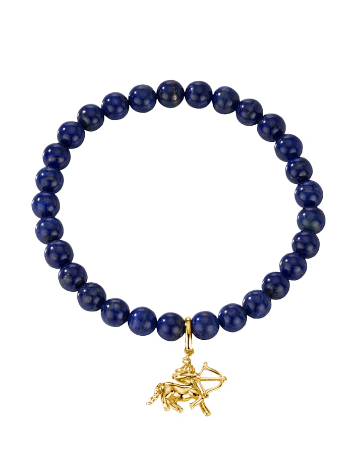 Diemer Farbstein Bracelet pierre de naissance Sagittaire en lapis-lazuli, Bleu