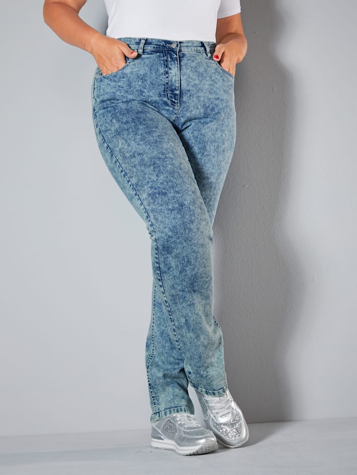 MIAMODA Jeans in moonwashed look, Blue bleached