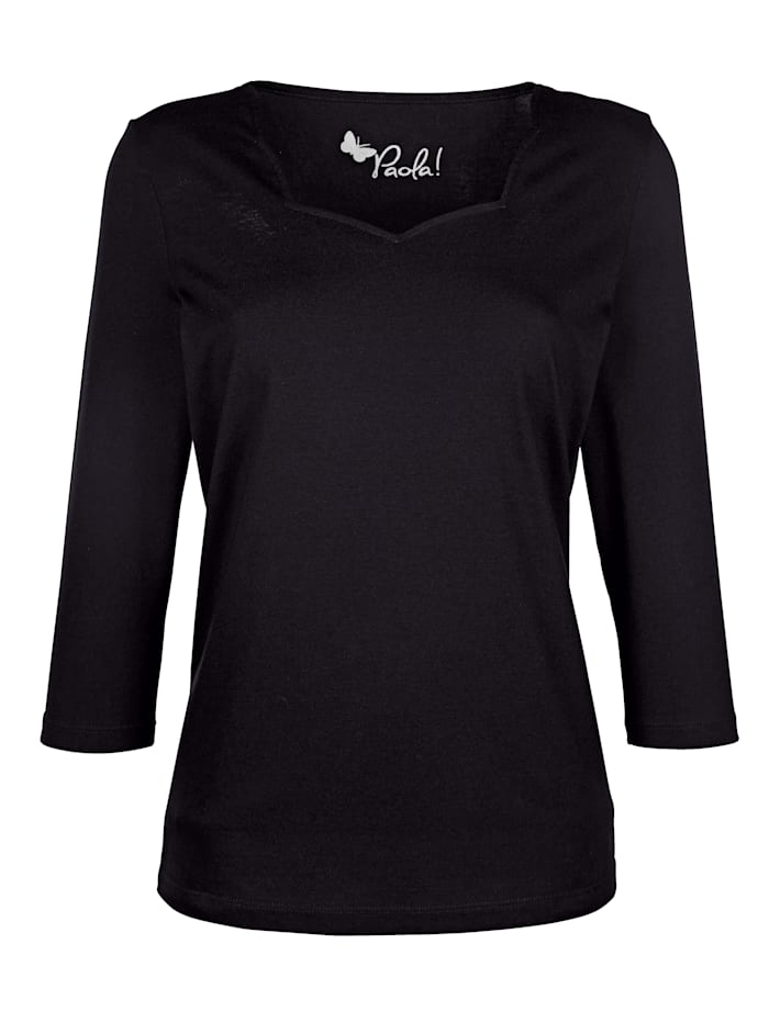 Paola Shirt met aantrekkelijke hals, Zwart