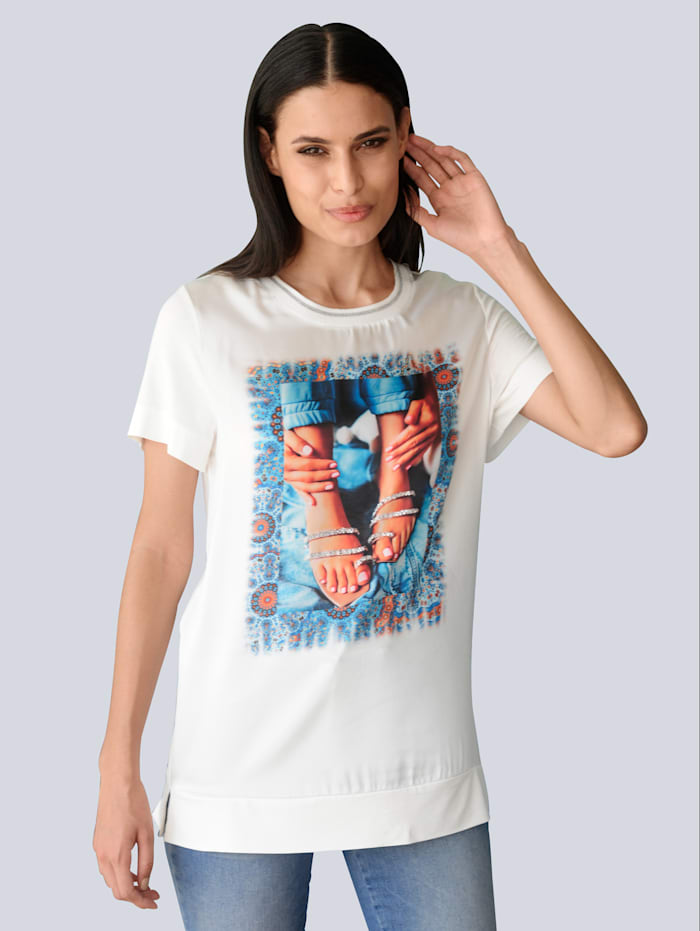 Alba Moda Strandshirt met extravagante print, Wit