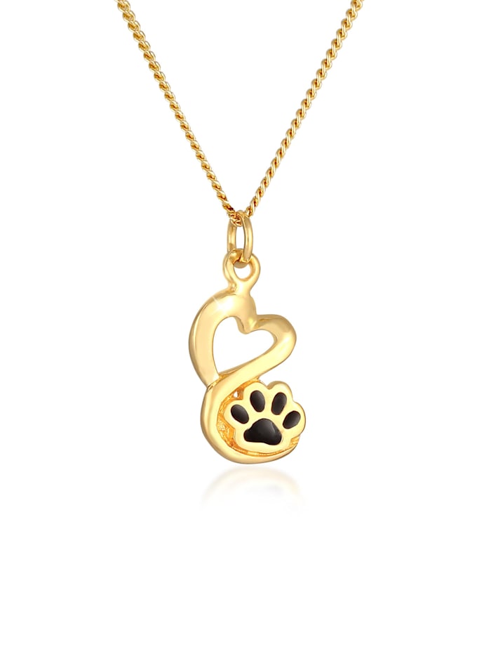Nenalina Halskette Pfote Hund Katze Anhänger Emaille 925 Silber, Gold