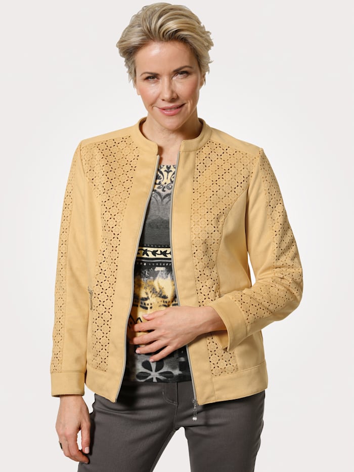MONA Faux suede jacket in a classic design, Yellow