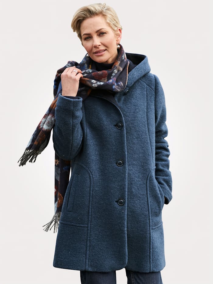 manteau femme laine bouillie capuche