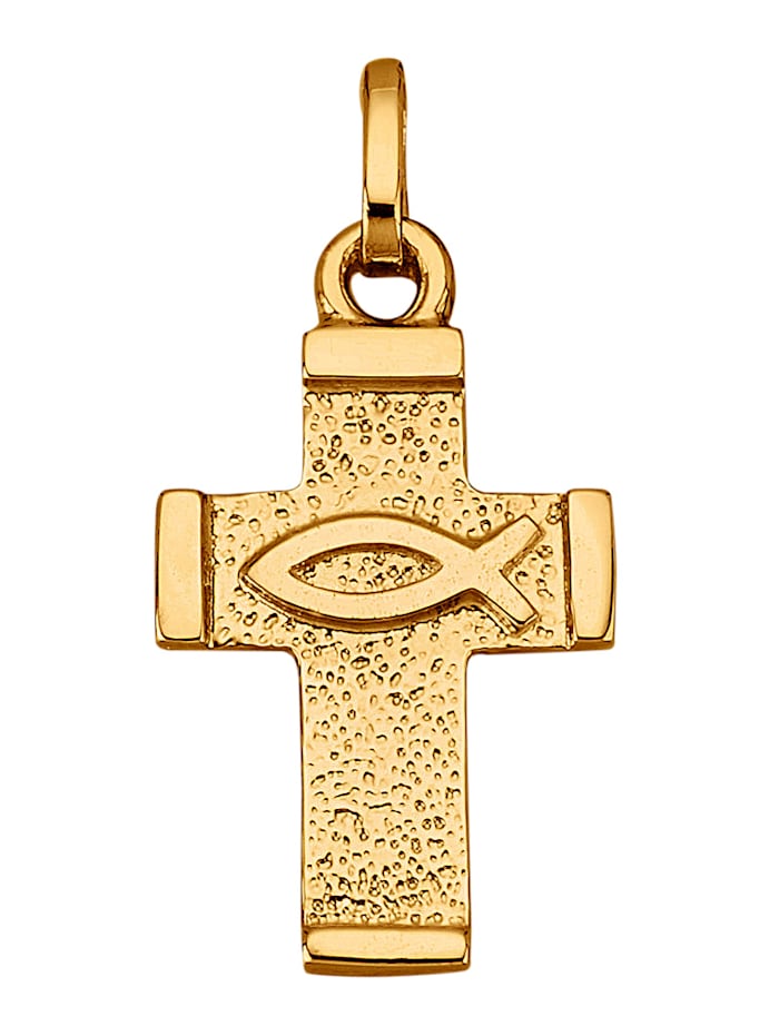 Diemer Gold Kreuz-Anhänger in Gelbgold 585, Gelbgoldfarben