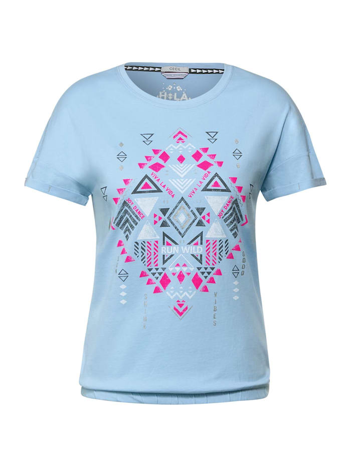 Cecil T-Shirt mit Ikat Print, inka blue
