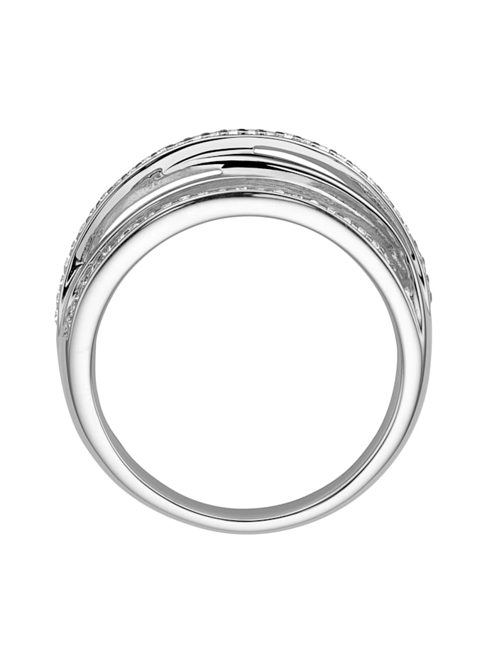 Ring verschlungen mit Zirkonia Steinen, Silber 925