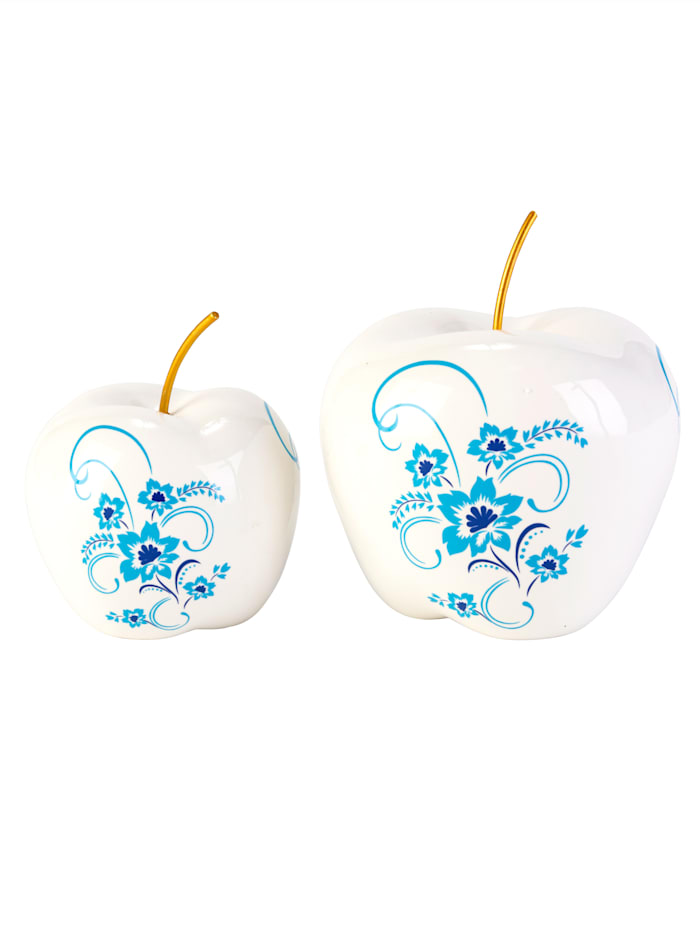 impré Pommes décoratives, 2 pièces, Blanc/Bleu