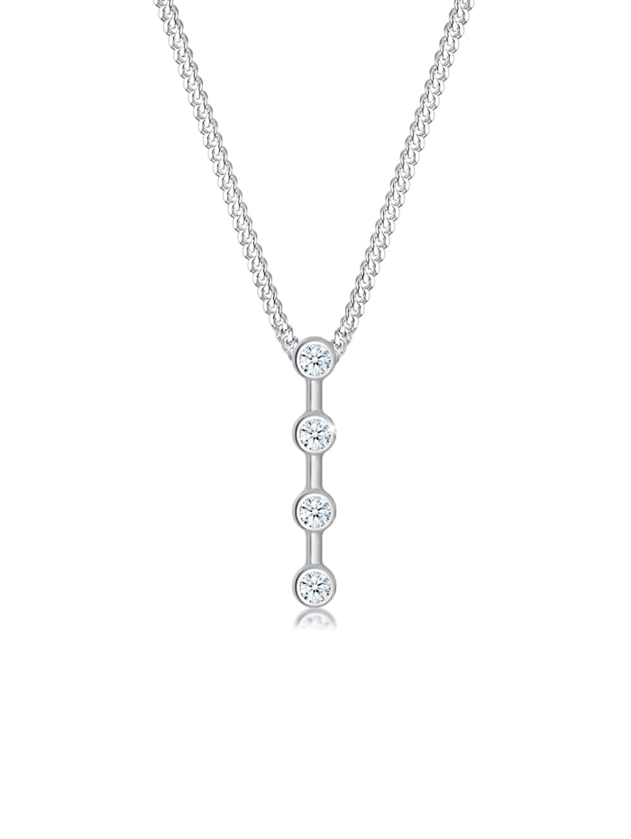 Elli DIAMONDS Halskette Basic Stab Geo Kreis Diamant (0.06 Ct.) 925 Silber, Silber
