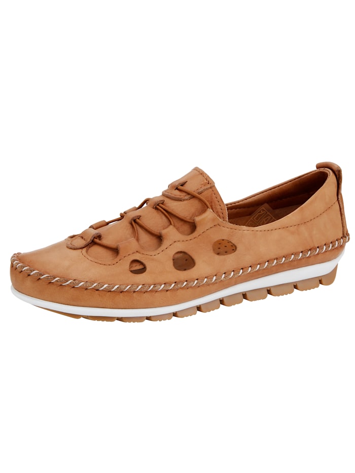 Gemini Slip-on shoes with elasticated straps, Cognac