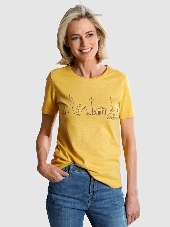 Dress In Shirt mit Frontprint, Gelb