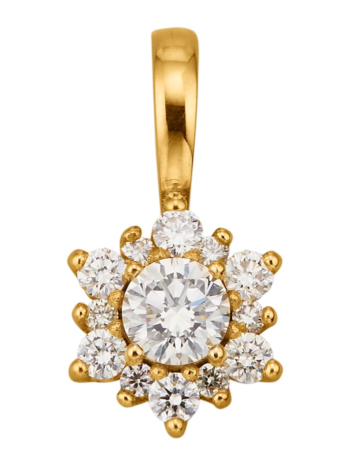 Diemer Diamant Anhänger mit lupenreinen Brillanten 0,25 ct.  in Gelbgold 750, Gelbgold