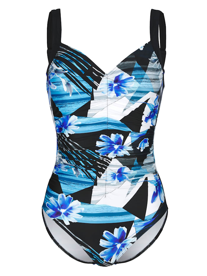 Sunflair Swimsuit in a graphic print, Turquoise/Black