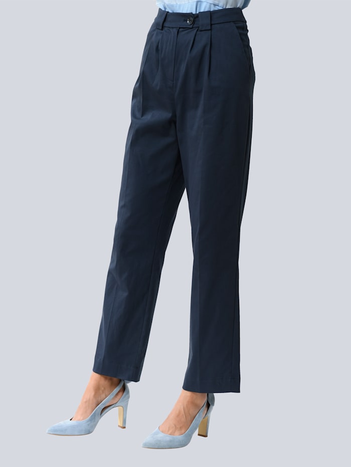 Alba Moda Pantalon 7/8 avec pinces, Bleu foncé