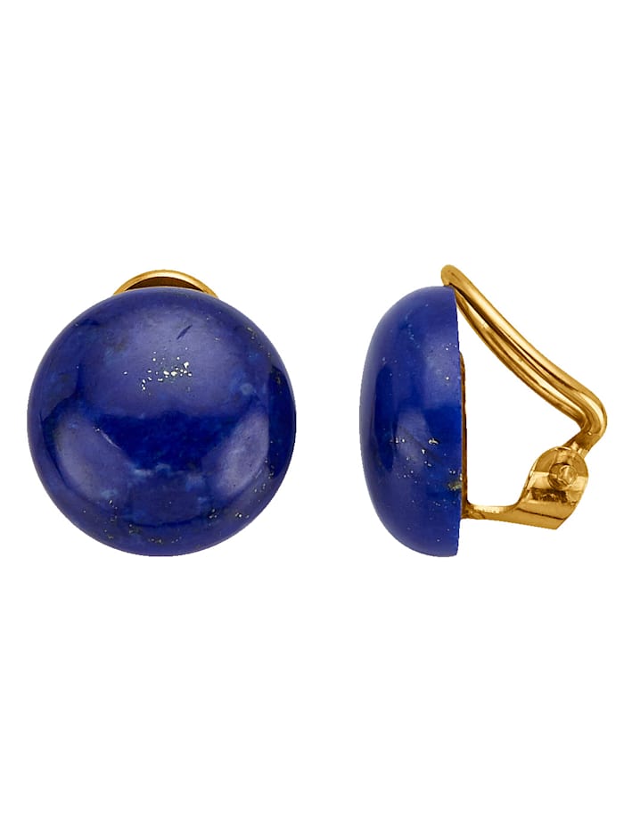KLiNGEL Oorclips met lapis lazuli-cabochon, goudkleur