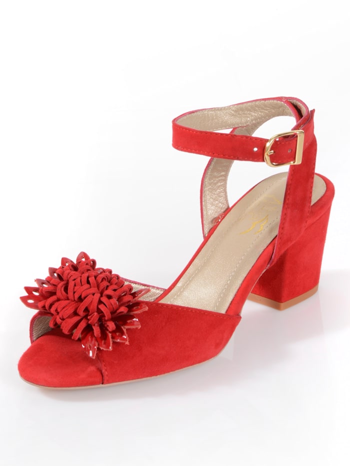 Alba Moda Sandalette aus weichem Ziegenveloursleder, Rot