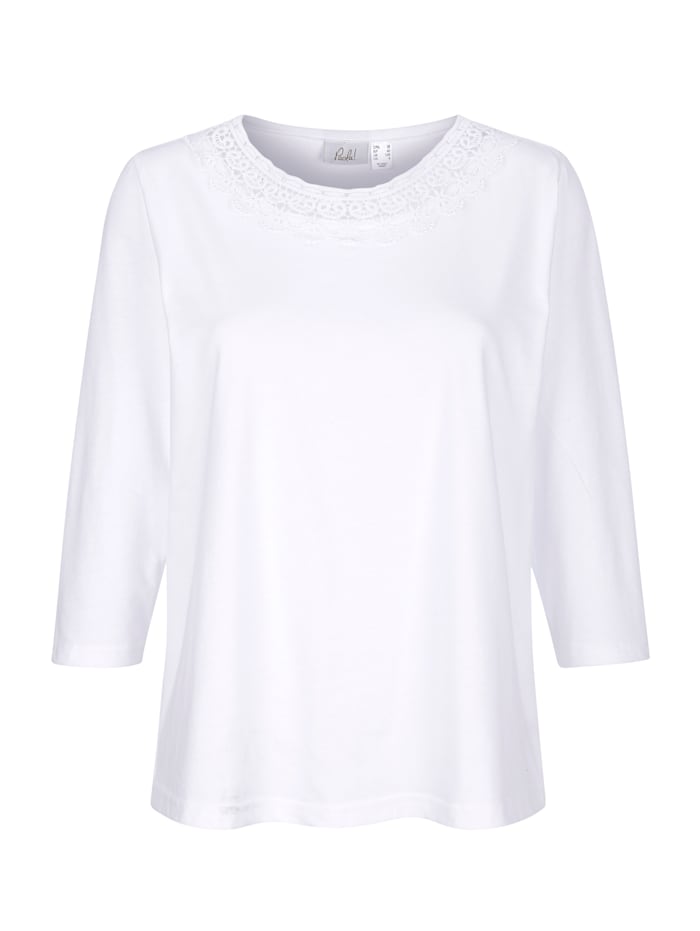 Paola Shirt mit Spitzenapplikation, Weiß
