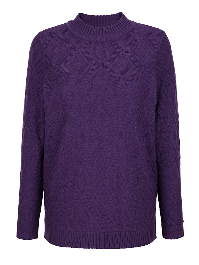 m. collection Pullover mit Strickmuster, Lila
