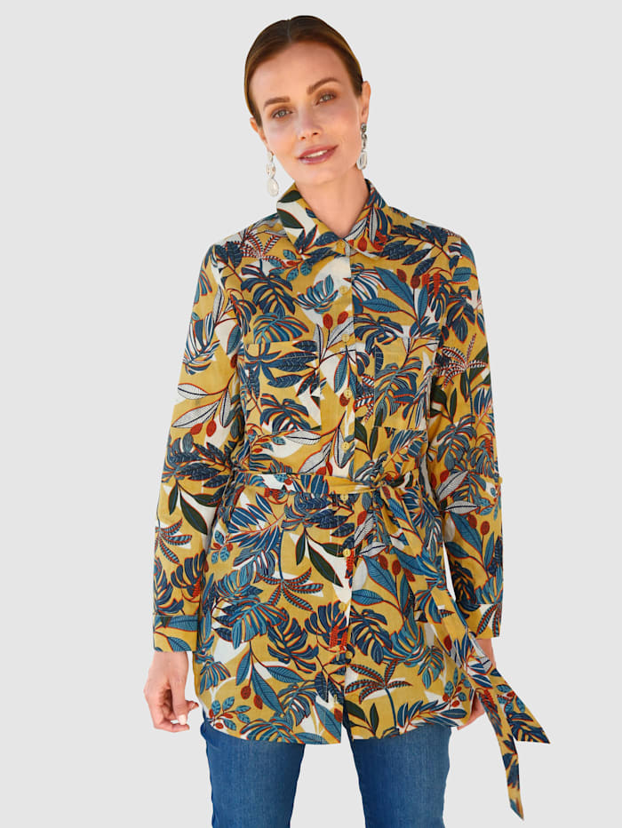 Paola Lange blouse met modieuze bladerenprint, Mais