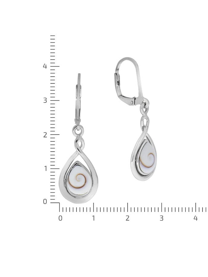 Ohrhänger 925/- Sterling Silber Muschel weiß 3,7cm Glänzend