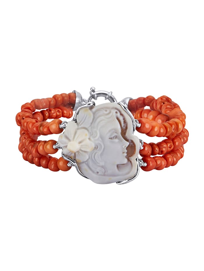Amara Farbstein 3rhg. Armband aus Koralle, Rot